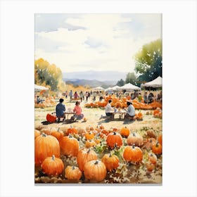 Pumpkin Patch, Watercolour 1 Canvas Print