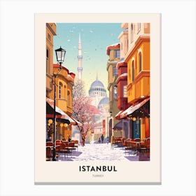 Vintage Winter Travel Poster Istanbul Turkey 3 Canvas Print