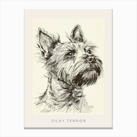 Silky Terrier Dog Line Sketch 4 Poster Canvas Print