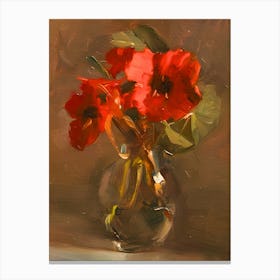 Red Flowers In A Vase Canvas Print