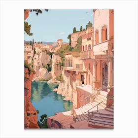 Antalya Turkey 7 Vintage Pink Travel Illustration Canvas Print