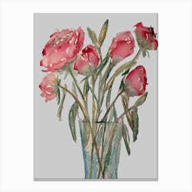 Watercolour Pink Flowers Canvas Print