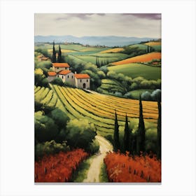 Idyllic French Village Landscape - Digital Oil Painting Canvas Print