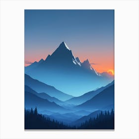 Misty Mountains Vertical Composition In Blue Tone 9 Canvas Print