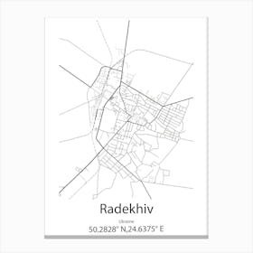 Radekhiv,Ukraine Minimalist Map Canvas Print