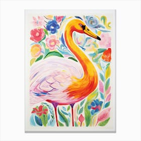 Colourful Bird Painting Swan 2 Canvas Print