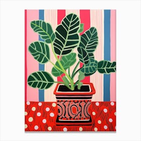 Pink And Red Plant Illustration Zz Plant Zamicro 1 Canvas Print