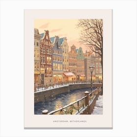 Vintage Winter Poster Amsterdam Netherlands 5 Canvas Print