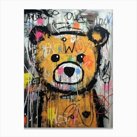 Cute Bear Basquiat style Canvas Print