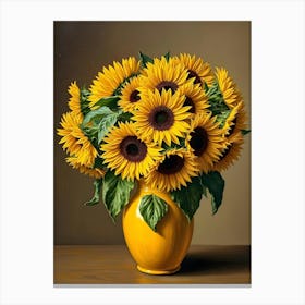 Sunflowers In A Yellow Vase 2 Canvas Print