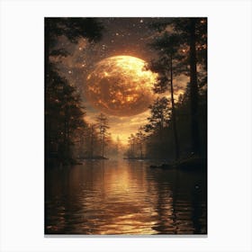 Moon Over The Water 1 Canvas Print