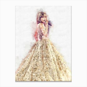 Taylor Swift Watercolor Painting 4 Canvas Print