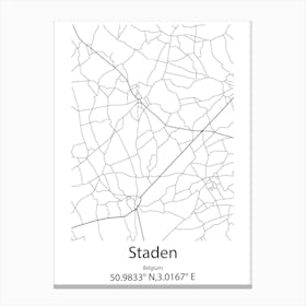 Staden,Belgium Minimalist Map Canvas Print