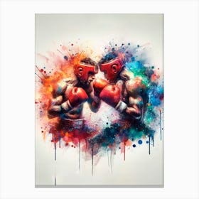 Two Boxers Fighting Canvas Print