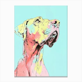 Pastel Blue Dog Line Watercolour Illustration Canvas Print