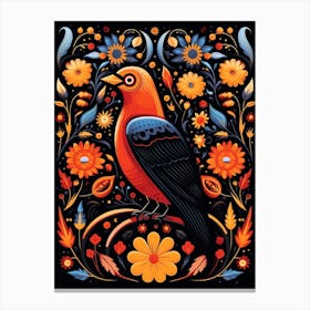 Folk Bird Illustration Crow 4 Canvas Print