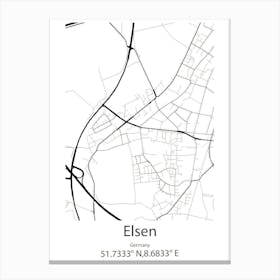 Elsen,Germany Minimalist Map Canvas Print