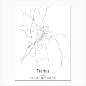 Tranas,Sweden Minimalist Map Canvas Print