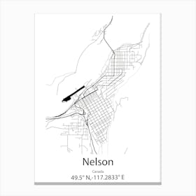 Nelson,Canada Minimalist Map Canvas Print