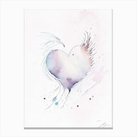 Dove And Heart Symbol Minimal Watercolour Canvas Print