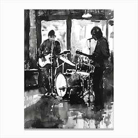Live Music Scene Austin Texas Black And White Watercolour 3 Canvas Print
