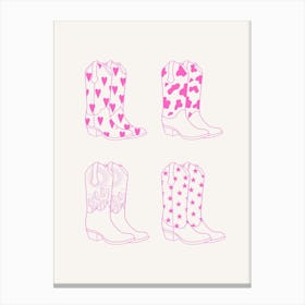 Pink Cowboy Boots Canvas Print