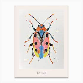 Colourful Insect Illustration June Bug 1 Poster Canvas Print