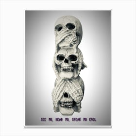 Skulls-See No Hear No Speak No Evol Canvas Print