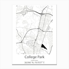 College,United States Minimalist Map 1 Canvas Print