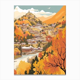 Bhutan 2 Travel Illustration Canvas Print