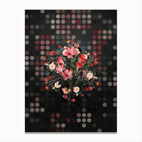 Vintage Brick Red Chinese Azalea Floral Wreath on Dot Bokeh Pattern n.0653 Canvas Print