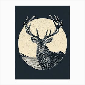 A Majestic Stag Silhouetted By The Setting Sun Canvas Print