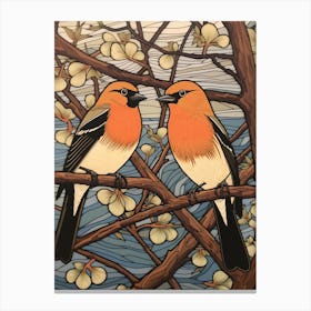 Art Nouveau Birds Poster Cedar Waxwing 4 Canvas Print