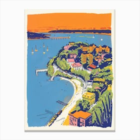 Pelham Bay New York Colourful Silkscreen Illustration 3 Canvas Print