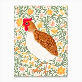 Chicken 2 William Morris Style Bird Canvas Print
