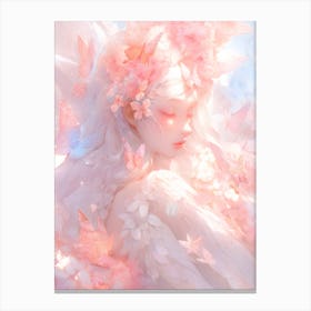 Pink Girl With Butterflies 1 Canvas Print