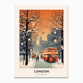Winter Night  Travel Poster London United Kingdom 3 Canvas Print