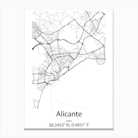 Alicante,Spain Minimalist Map Canvas Print