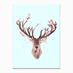 Cherry Blossom Deer Canvas Print