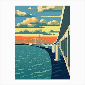Oresun Bridge, Sweden Colourful 4 Canvas Print