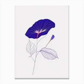 Morning Glory Floral Minimal Line Drawing 1 Flower Canvas Print