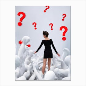 Abstract Human Concept Swirling In A Sea Of Confusion Marked By White Question Marks And Exclamation (2) Canvas Print