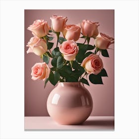 A Vase Of Pink Roses 30 Canvas Print