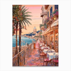 Cannes France 8 Vintage Pink Travel Illustration Canvas Print