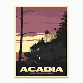Acadia National Park Travel Poster Canvas Print
