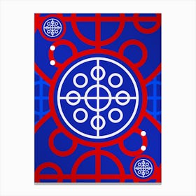 Geometric Abstract Glyph in White on Red and Blue Array n.0092 Canvas Print