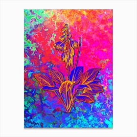 Daylily Botanical in Acid Neon Pink Green and Blue n.0358 Canvas Print