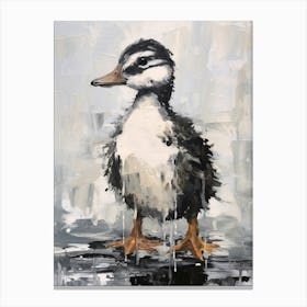 Duckling Grey Brushstrokes 4 Canvas Print