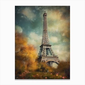 Eiffel Tower Paris France Oil Painting Style 3 Canvas Print