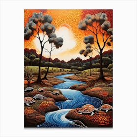 Default Australian Aboriginal Dot Painting Style Art Landscape 1 Canvas Print